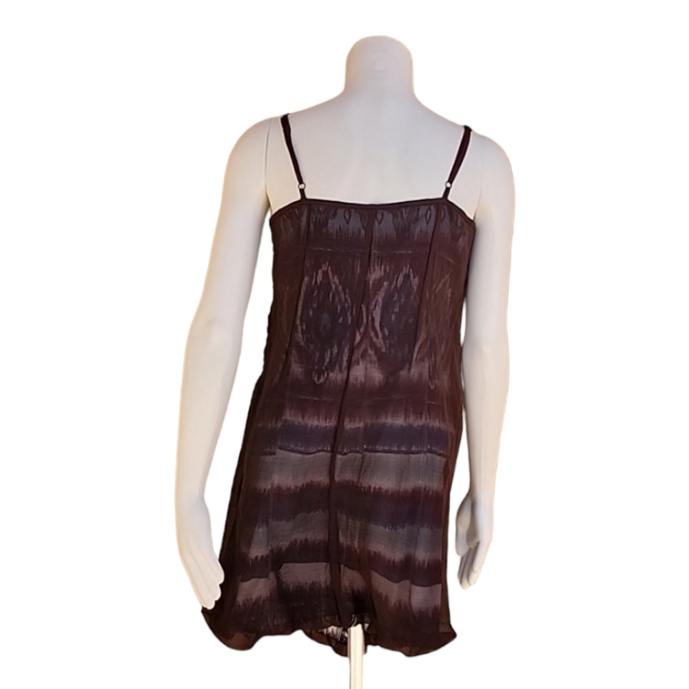 LULU LULUMARI Bubble Hem Peplum Mini Dress M Ruched Sheer Embroidered Overlay - Picture 5 of 15
